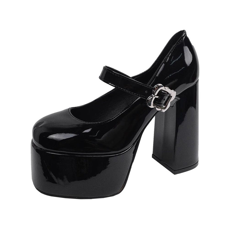 Damen Plateau-Mary-Jane Pumps mit hoher Plattform und sculpted Blockabsatz Drune