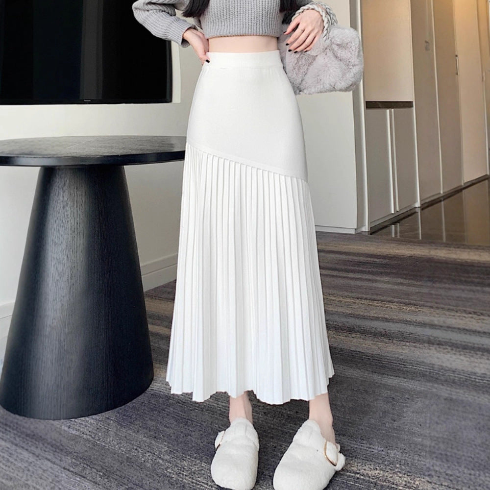 Damen Plissierter Maxirock mit asymmetrischem Design Drune