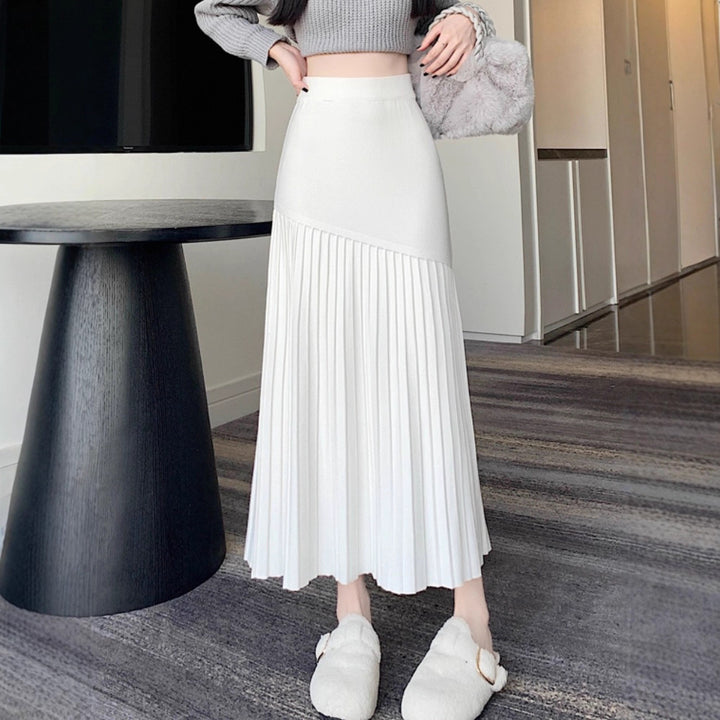 Damen Plissierter Maxirock mit asymmetrischem Design Drune