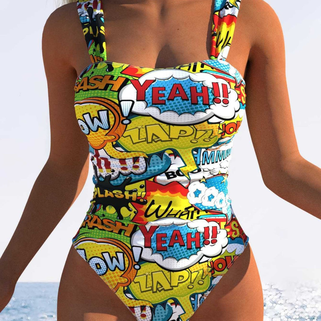 Damen Einteiliger Badeanzug mit innovativem Animal-Print und hohem Beinausschnitt Drune