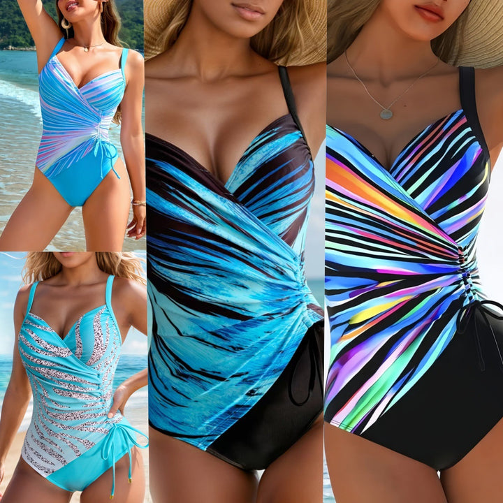 Damen Einteiliger Badeanzug mit eleganten Wickel-Details Drune