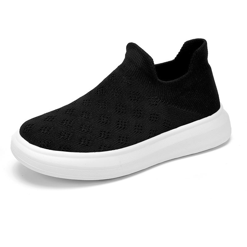 Damen nan sockenähnlicher Strick-Slipper mit perforiertem Lochmuster und stoßdämpfender Plateausohle Drune