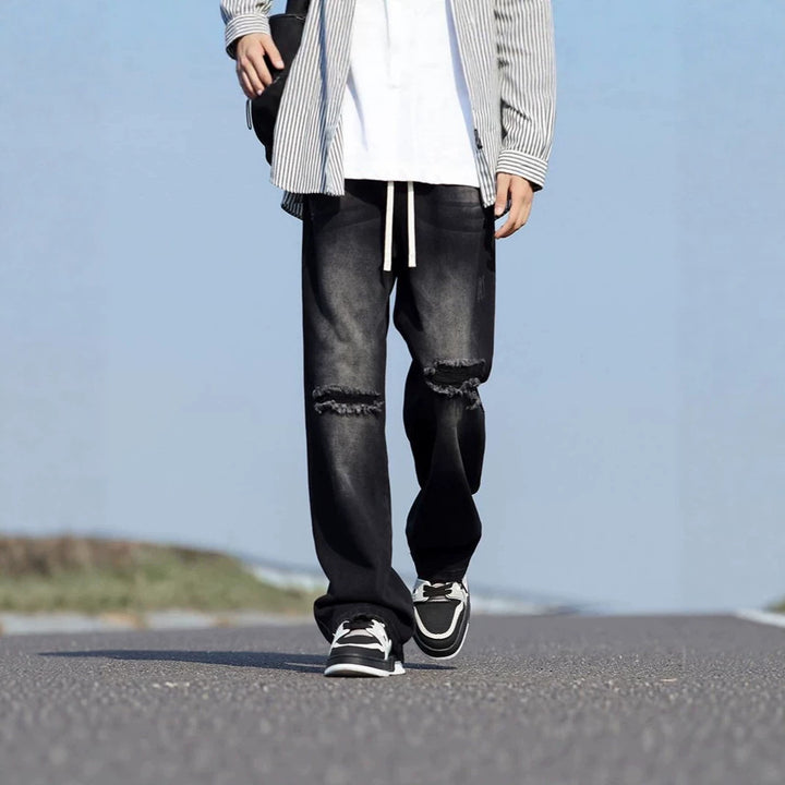 Herren Weitgeschnittene Destroyed Jeans Drune