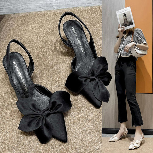 Damen elegante Slingback-Pumps mit Zierflügeln Drune