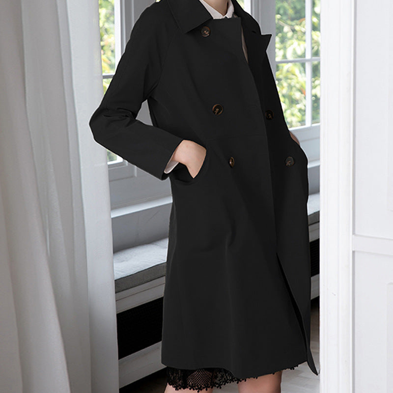 Damen Modische Trenchcoat mit doppelter Knopfleiste Drune
