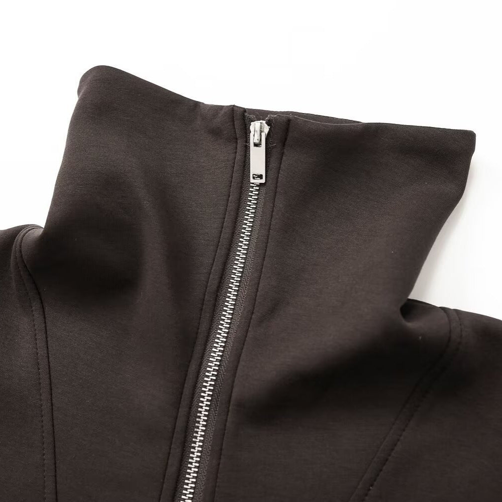 Damen Oversize-Sweatshirt mit hohem Stehkragen und Halbzip Drune