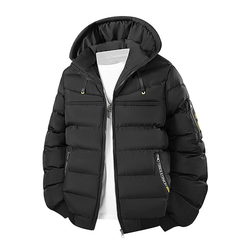 Herren Steppjacke mit Kapuze, winddichter Thermoisolierung und Utility-Taschen Drune