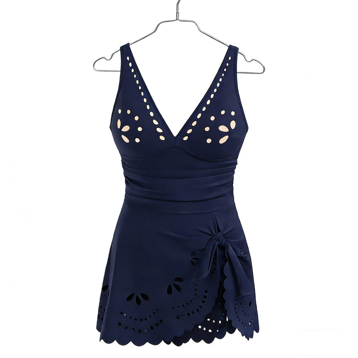 Damen Eleganter Badeanzug mit modischen Ausschnitten und Rüschendetails Drune