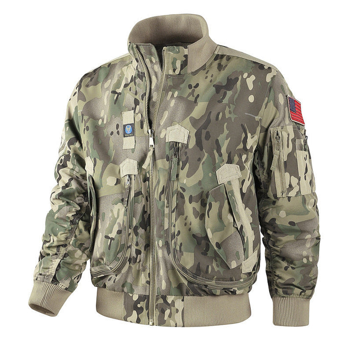 Herren bomberjacke mit hohem Kragen und multifunktionalen Taschen Drune