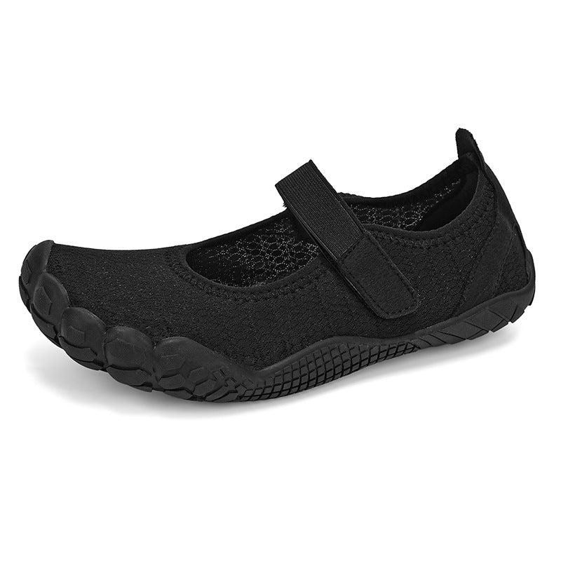 Damen Leichter Strick-Mary-Jane-Slipper mit Klettverschluss und flexibler Barfußsohle Drune