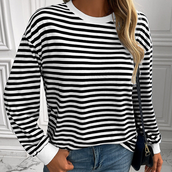 Damen gestreifter Langarm-Pullover mit lässigem Schnitt Drune