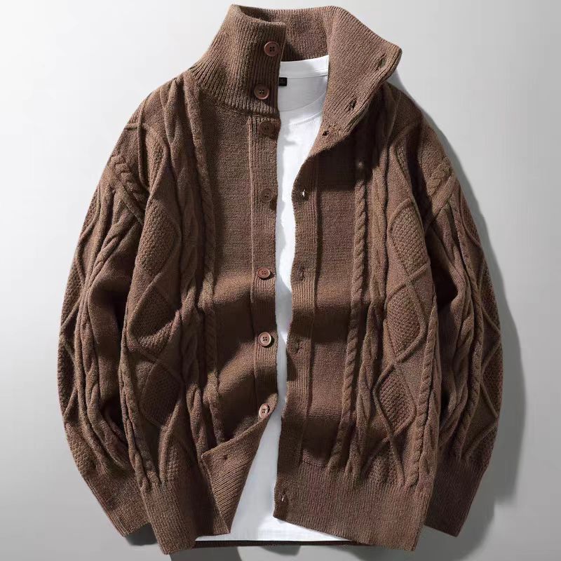 Damen Strickjacke mit hochwertiger Struktur und modernem Stehkragen Drune