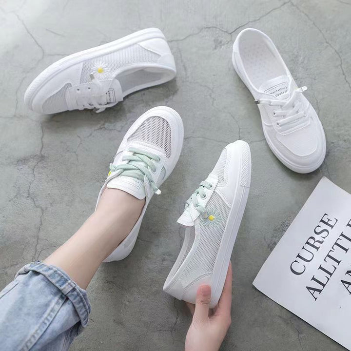 Damen lässige Sneaker mit buntem Blumenmotiv Drune