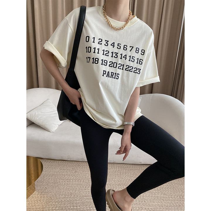 Damen lässiges T-Shirt mit modischem Aufdruck und komfortablem Rundhalsausschnitt Drune