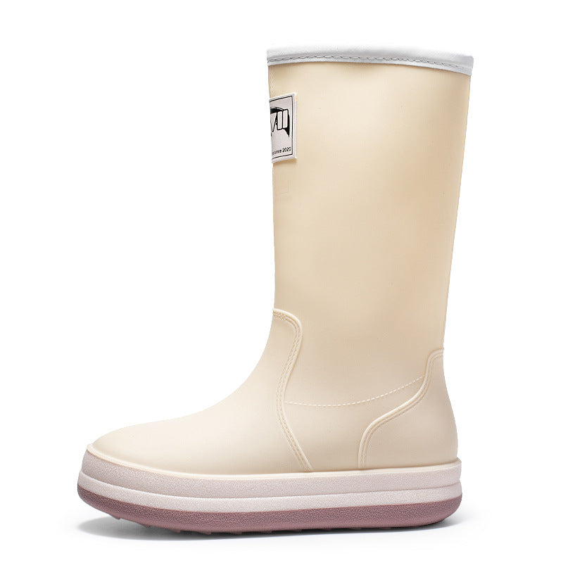 Damen Mittelhohe Plateau-Regenstiefel mit wasserfester Vollgummi-Konstruktion Drune