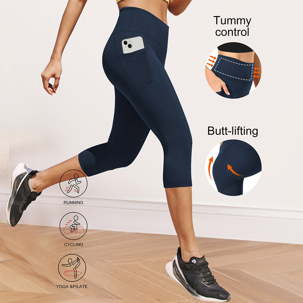 Damen Kompressions-Leggings mit Bauchkontrolle und seitlichen Taschen Drune