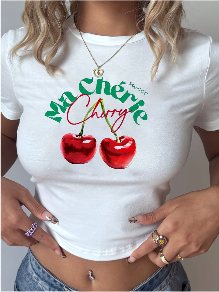Damen T-Shirt mit kreativem Schlüsselherz-Motiv und modernem Print Drune