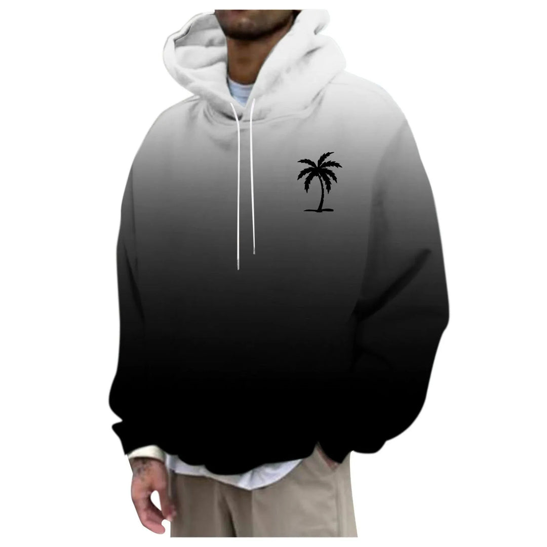 Unisex Trendiger Oversized Kapuzenpullover mit Farbverlauf und Palmenmotiv Drune