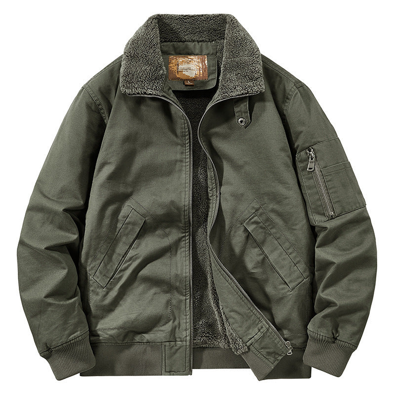 Herren Teddygefütterte Pilot-Bomberjacke mit Sherpa-Innenfutter und Ärmeltasche Drune