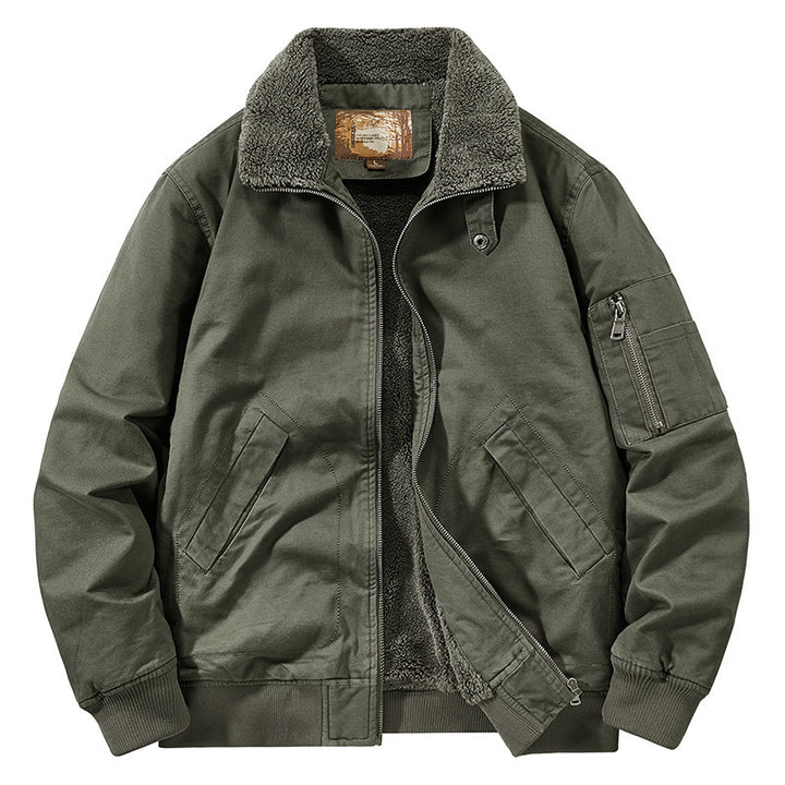Herren Teddygefütterte Pilot-Bomberjacke mit Sherpa-Innenfutter und Ärmeltasche Drune