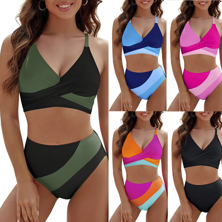 Damen Sportlicher Bikini-Set mit modernem Wickeldesign Drune