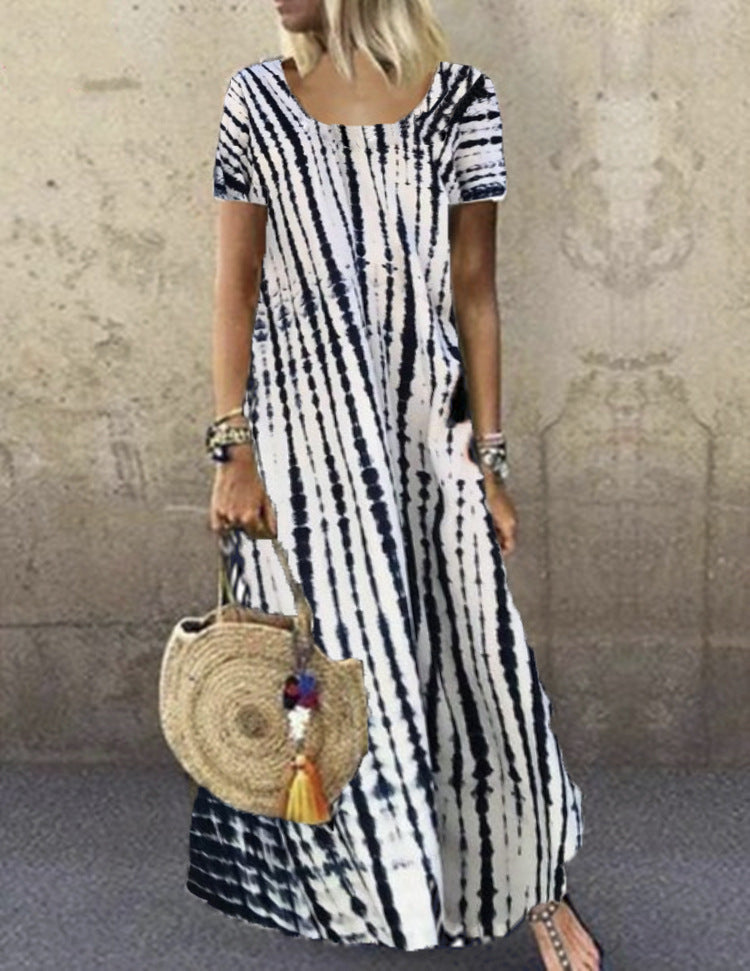 Damen Maxikleid mit modischem Streifenmuster Drune