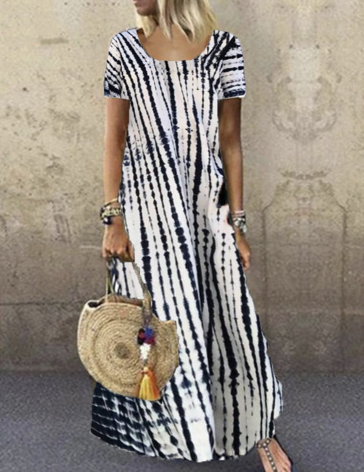 Damen Maxikleid mit modischem Streifenmuster Drune