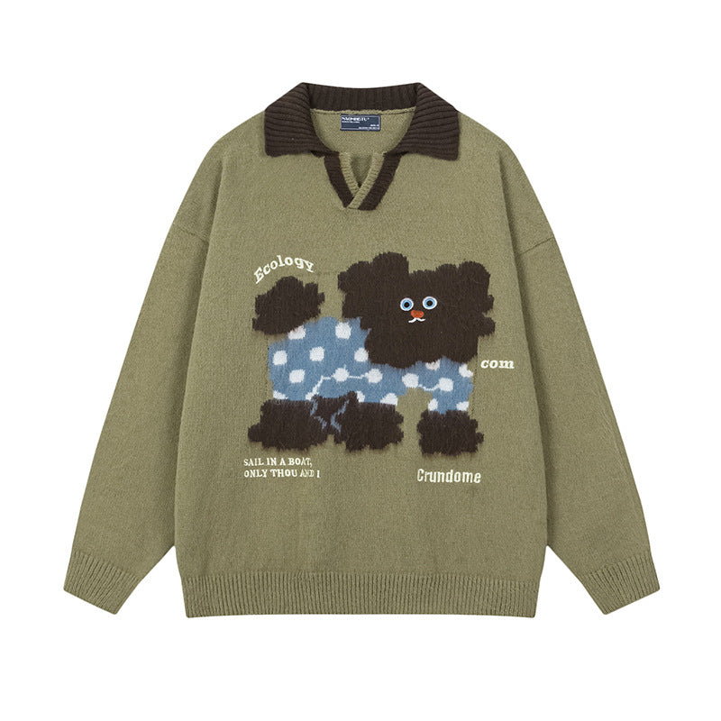 Damen Modischer Grobstrickpullover mit Tiermotiv Drune