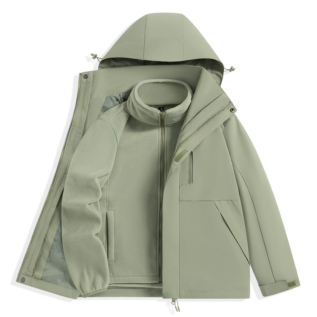 Herren zweilagiger Outdoorparka mit herausnehmbarer Fleece-Innenjacke und Kapuze Drune