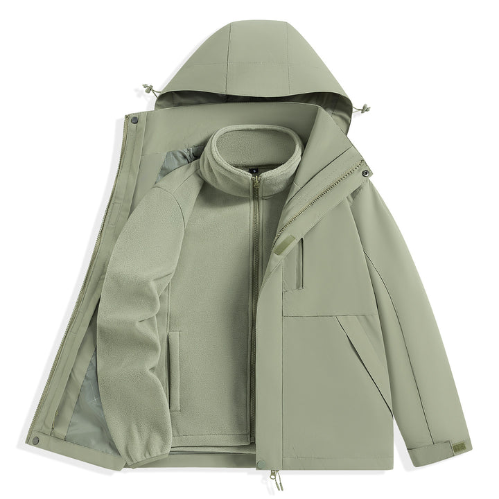 Herren zweilagiger Outdoorparka mit herausnehmbarer Fleece-Innenjacke und Kapuze Drune
