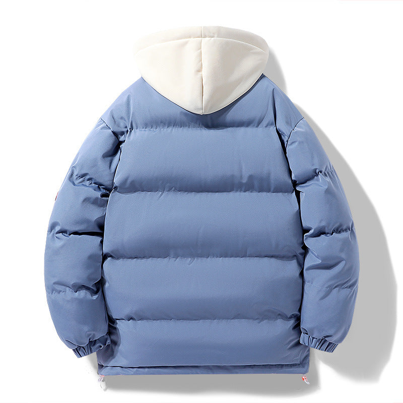 Herren Wattierte Pufferjacke mit kontrastfarbener Kapuze, winddichter Außenhülle und Kordelzug Drune
