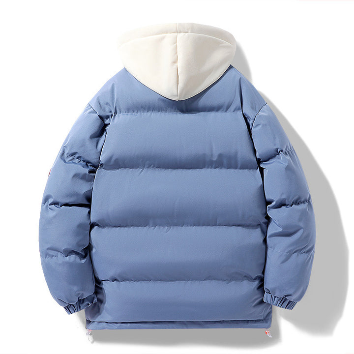 Herren Wattierte Pufferjacke mit kontrastfarbener Kapuze, winddichter Außenhülle und Kordelzug Drune