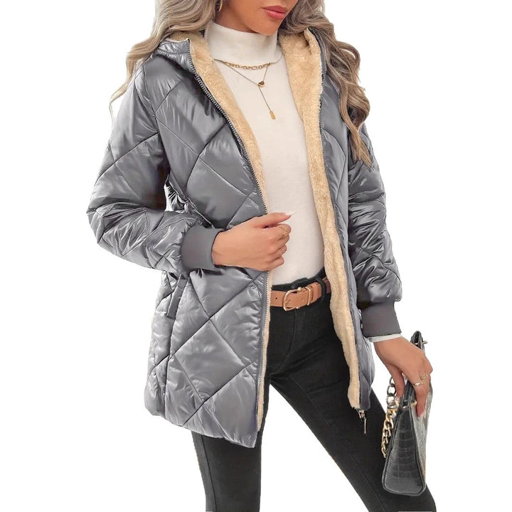 Damen Steppjacke mit Teddyfutter und Kapuze Drune