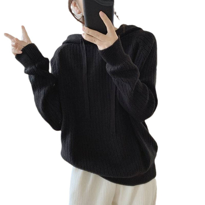 Damen Modischer Kapuzenpullover mit Rippstruktur und lässigem Schnitt Drune