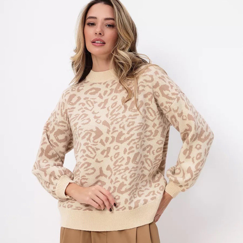 Damen Gemusterter Pullover mit lässigem Schnitt und Rundhalsausschnitt Drune
