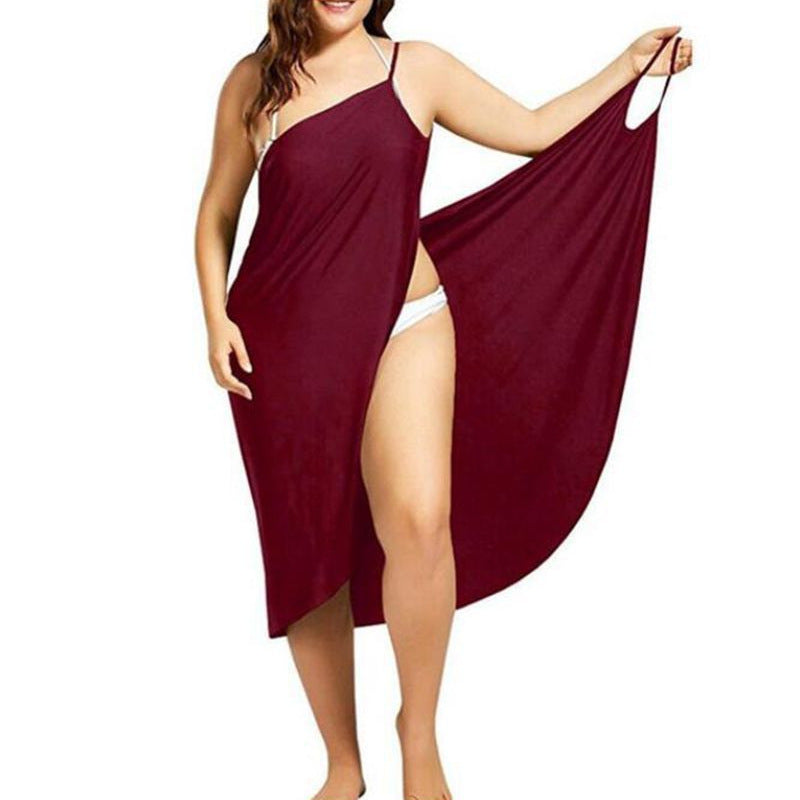 Damen nan vielseitiges Strand-Pareo-Wickelkleid mit Spaghettiträgern und asymmetrischem Saum Drune