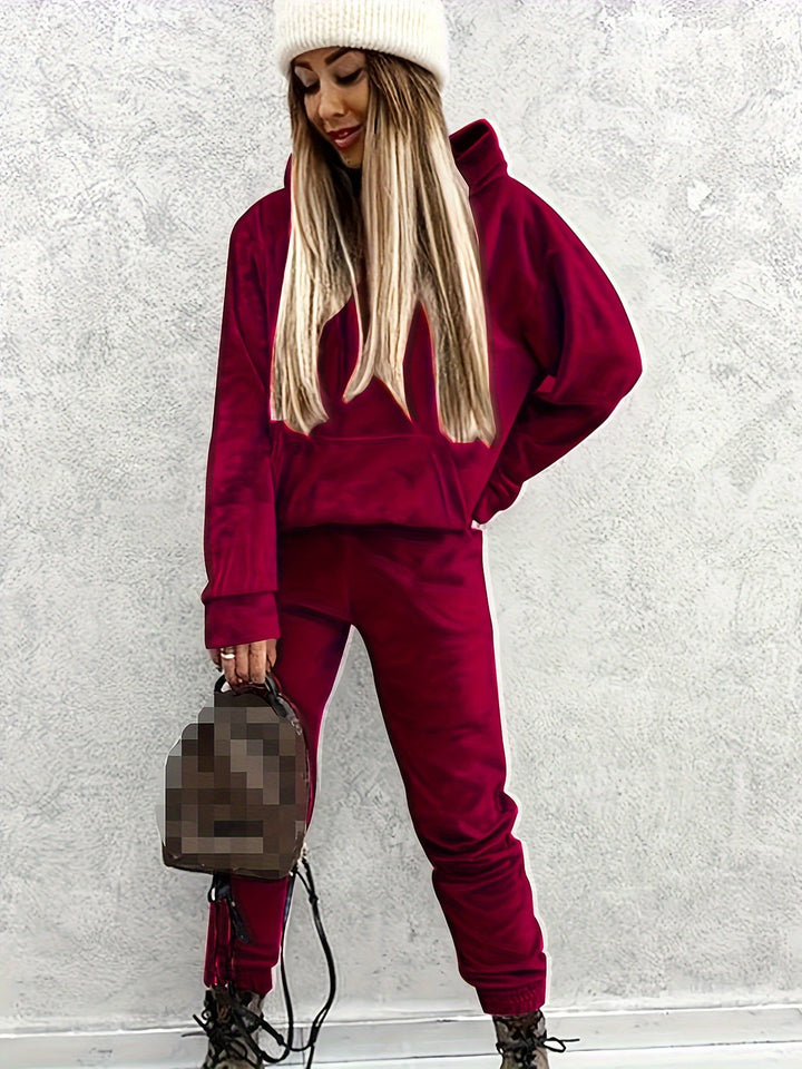 Damen Sportlicher Lounge-Set mit Kapuzenpullover und Hosen Drune