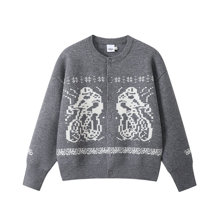 Damen Gemütlicher Grobstrickpullover mit grafischem Motiv Drune