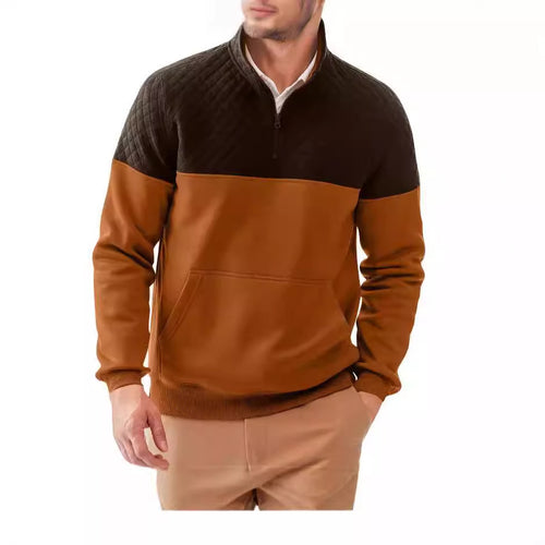 Herren Fleece-Pullover mit Steppdetails und hohem Kragen Drune