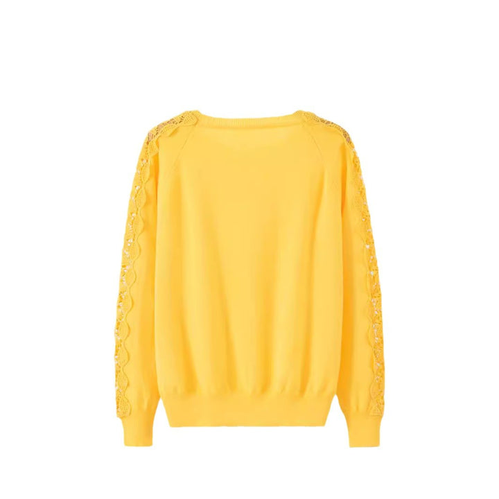 Damen Strickpullover mit romantischem Spitzenärmeln Drune
