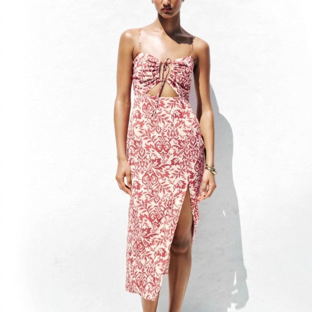 Damen Maxikleid mit raffiniertem Cut-Out-Design und verstellbaren Spaghettiträgern Drune