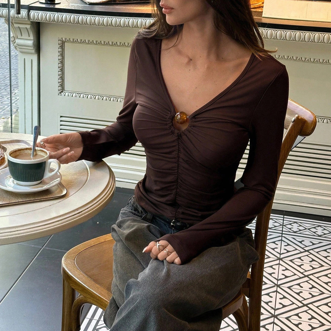 Damen Elegantes und figurbetontes Langarmoberteil Drune