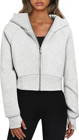 Damen cropped Kapuzenjacke mit Reißverschluss Drune