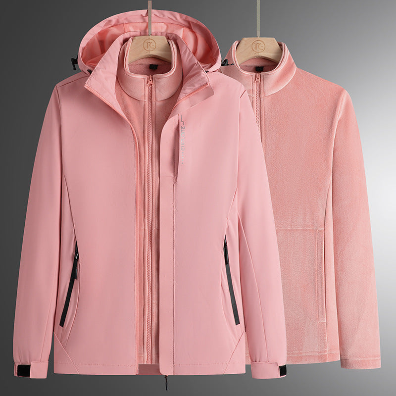 Herren modularer Softshell-Parka mit herausnehmbarer Fleece-Innenjacke, winddichter Außenhülle und verstellbarer Kapuze Drune