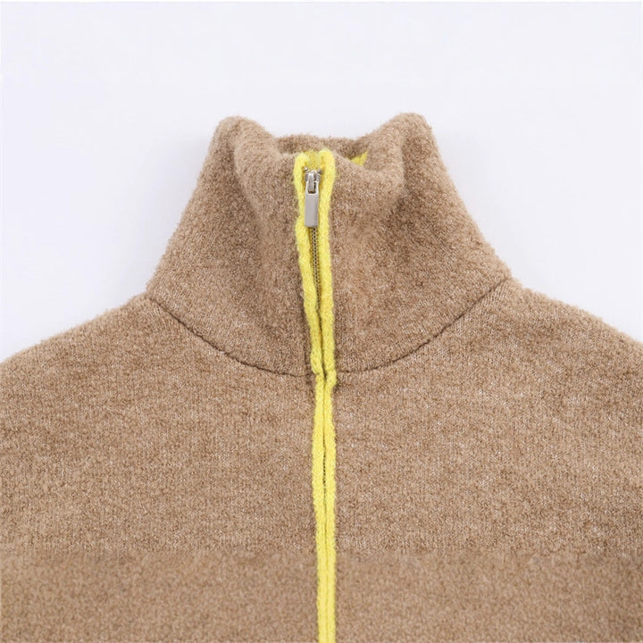 Damen modische Oversized Fleecejacke mit hohem Kragen und praktischen Taschen Drune