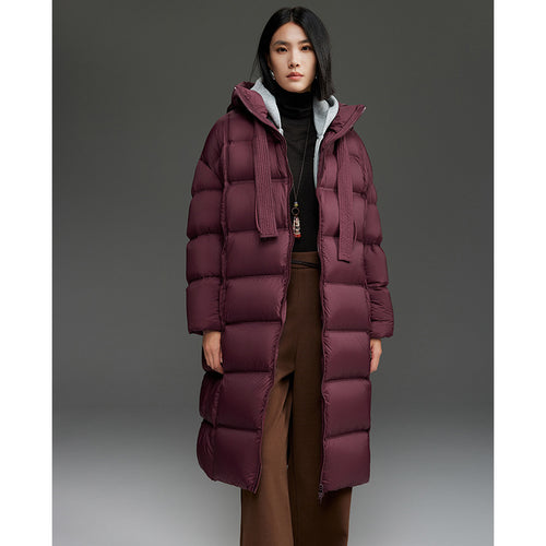 Damen Oversized Stepp-Daunenmantel mit Kapuze und verlängerter Silhouette Drune
