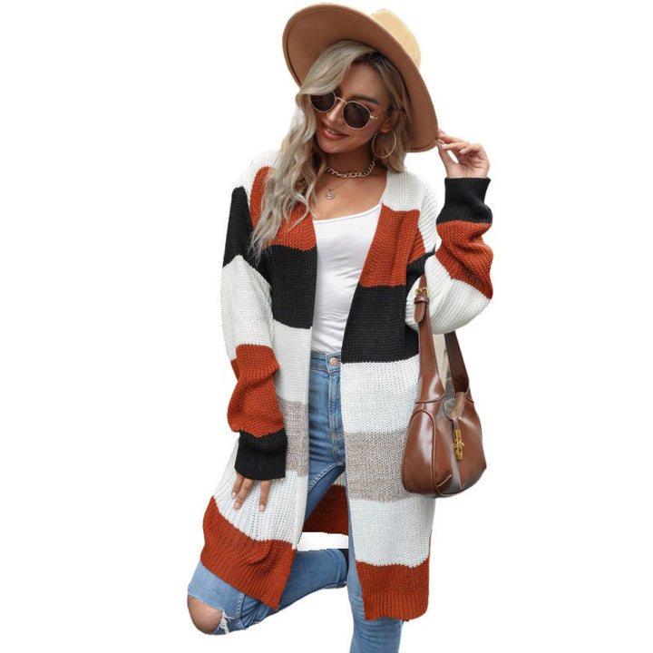 Damen Strickjacke mit blockfarbenen Streifen Drune