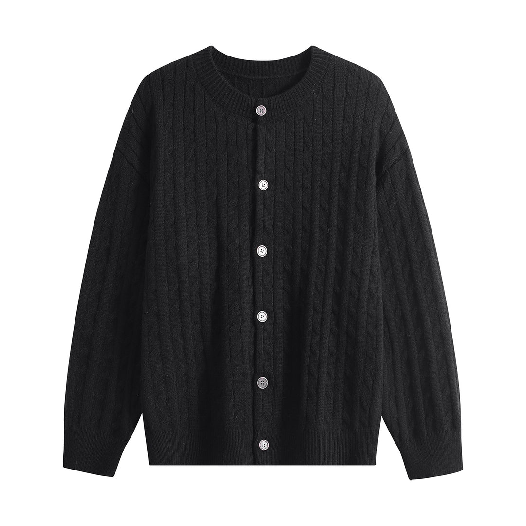 Damen Grobstrick-Cardigan mit Zopfmuster, Rundhalsausschnitt & durchgehender Knopfleiste Drune