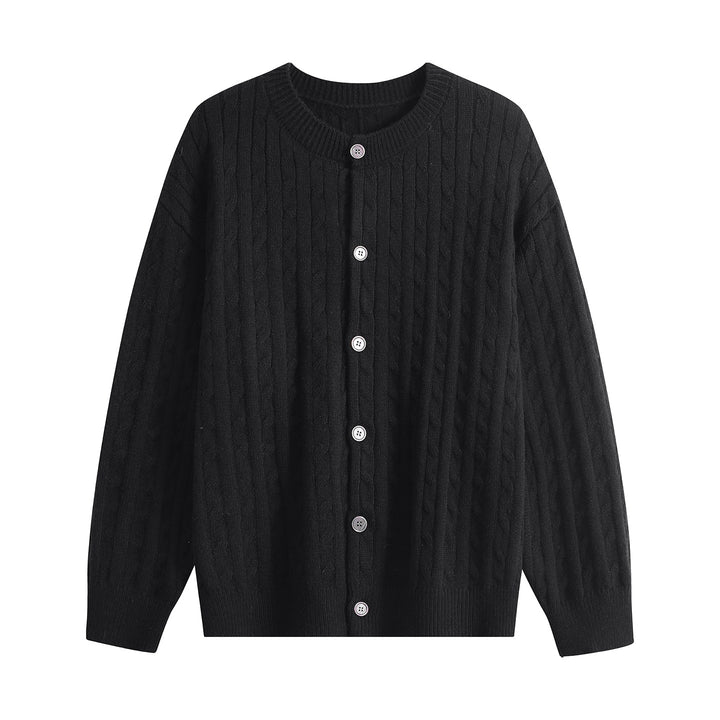Damen Grobstrick-Cardigan mit Zopfmuster, Rundhalsausschnitt & durchgehender Knopfleiste Drune