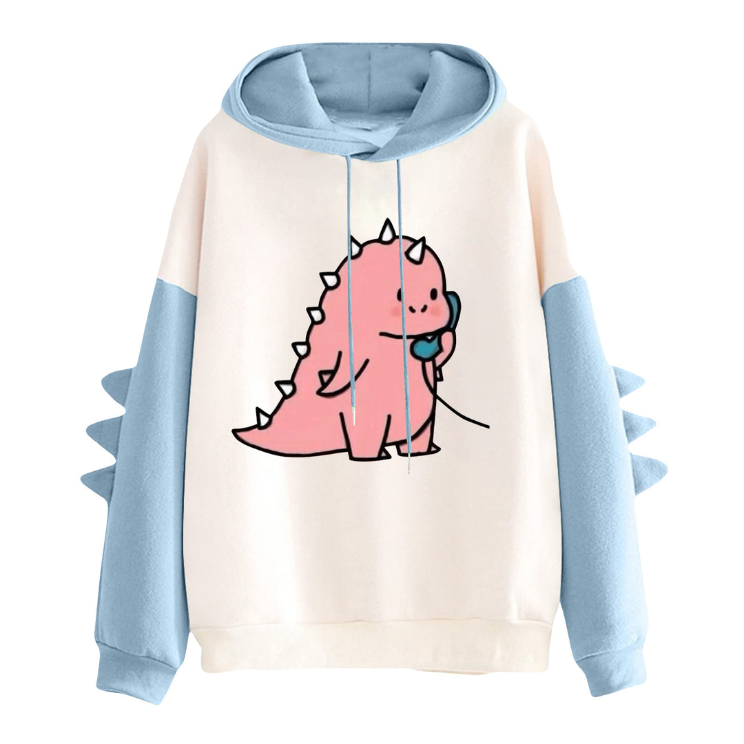 Damen nan Kapuzenpullover mit niedlichem Frosch-Motiv, Kängurutasche und volumigen Ärmelapplikationen Drune